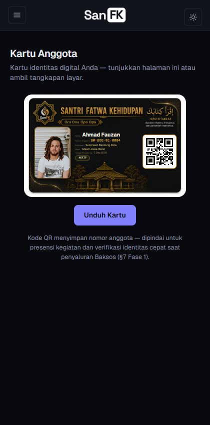Kartu Anggota digital dengan kode QR
