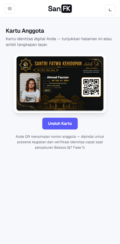 Kartu Anggota digital dengan kode QR